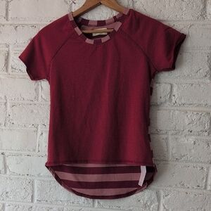 NWT Persnickety Rose and Burgundy Striped Neck Tee